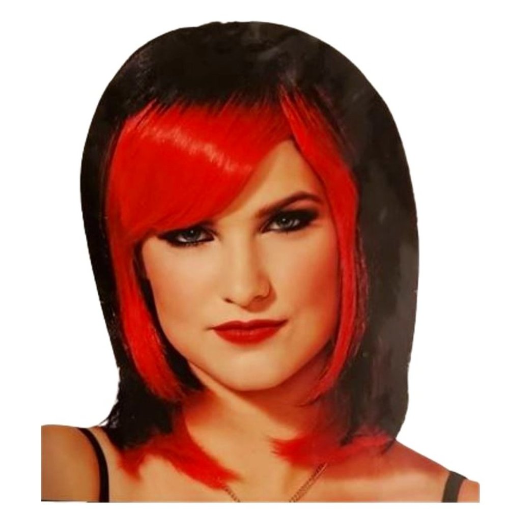 Red/Black Jagged Pageboy Women's Wig